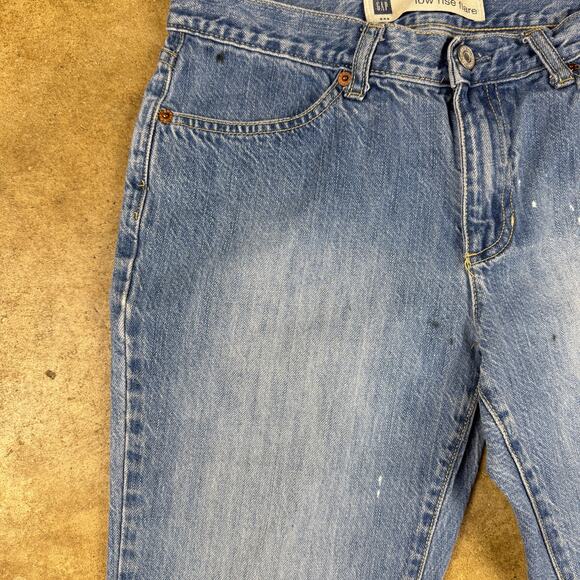GAP Low Rise Flare Vintage Jeans Women’s Size 6 Paint Splatter Y2K Denim - Picture 3 of 12
